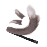 Maxbell Faux Fur Ears and Tail Set Fancy Dress Costume for Birthday Carnival Party Gray White
