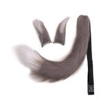 Maxbell Faux Fur Ears and Tail Set Fancy Dress Costume for Birthday Carnival Party Gray White