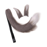 Maxbell Faux Fur Ears and Tail Set Fancy Dress Costume for Birthday Carnival Party Gray White