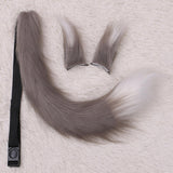 Maxbell Faux Fur Ears and Tail Set Fancy Dress Costume for Birthday Carnival Party Gray White