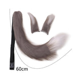Maxbell Faux Fur Ears and Tail Set Fancy Dress Costume for Birthday Carnival Party Gray White