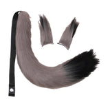 Maxbell Faux Fur Ears and Tail Set Fancy Dress Costume for Birthday Carnival Party Gray Black