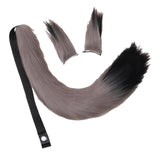 Maxbell Faux Fur Ears and Tail Set Fancy Dress Costume for Birthday Carnival Party Gray Black