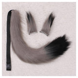 Maxbell Faux Fur Ears and Tail Set Fancy Dress Costume for Birthday Carnival Party Gray Black