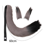 Maxbell Faux Fur Ears and Tail Set Fancy Dress Costume for Birthday Carnival Party Gray Black
