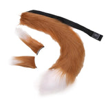 Maxbell Faux Fur Ears and Tail Set Fancy Dress Costume for Birthday Carnival Party Brown White