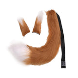 Maxbell Faux Fur Ears and Tail Set Fancy Dress Costume for Birthday Carnival Party Brown White