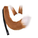 Maxbell Faux Fur Ears and Tail Set Fancy Dress Costume for Birthday Carnival Party Brown White
