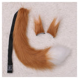 Maxbell Faux Fur Ears and Tail Set Fancy Dress Costume for Birthday Carnival Party Brown White