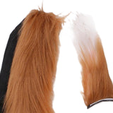 Maxbell Faux Fur Ears and Tail Set Fancy Dress Costume for Birthday Carnival Party Brown White