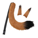 Maxbell Faux Fur Ears and Tail Set Fancy Dress Costume for Birthday Carnival Party Brown Black
