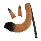 Maxbell Faux Fur Ears and Tail Set Fancy Dress Costume for Birthday Carnival Party Brown Black