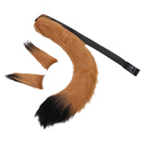 Maxbell Faux Fur Ears and Tail Set Fancy Dress Costume for Birthday Carnival Party Brown Black