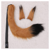 Maxbell Faux Fur Ears and Tail Set Fancy Dress Costume for Birthday Carnival Party Brown Black