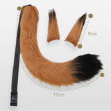 Maxbell Faux Fur Ears and Tail Set Fancy Dress Costume for Birthday Carnival Party Brown Black