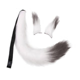 Maxbell Faux Fur Ears and Tail Set Fancy Dress Costume for Birthday Carnival Party White Gray