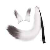 Maxbell Faux Fur Ears and Tail Set Fancy Dress Costume for Birthday Carnival Party White Gray