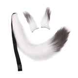 Maxbell Faux Fur Ears and Tail Set Fancy Dress Costume for Birthday Carnival Party White Gray