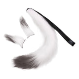 Maxbell Faux Fur Ears and Tail Set Fancy Dress Costume for Birthday Carnival Party White Gray