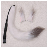 Maxbell Faux Fur Ears and Tail Set Fancy Dress Costume for Birthday Carnival Party White Gray