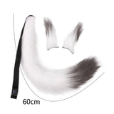 Maxbell Faux Fur Ears and Tail Set Fancy Dress Costume for Birthday Carnival Party White Gray
