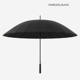 Maxbell 24 Ribs Straight Handle Umbrella Large Auto Open for Outdoor Fishing Travel Black