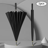 Maxbell 24 Ribs Straight Handle Umbrella Large Auto Open for Outdoor Fishing Travel Black