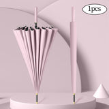 Maxbell 24 Ribs Straight Handle Umbrella Large Auto Open for Outdoor Fishing Travel Pink