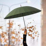 Maxbell 16 Ribs Long Handle Umbrella Weatherproof for Short Trips Backpacking Gift Green