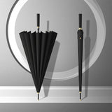 Maxbell 16 Ribs Long Handle Umbrella Weatherproof for Short Trips Backpacking Gift Black