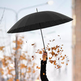 Maxbell 16 Ribs Long Handle Umbrella Weatherproof for Short Trips Backpacking Gift Black