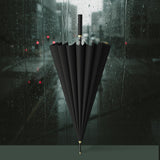 Maxbell 16 Ribs Long Handle Umbrella Weatherproof for Short Trips Backpacking Gift Black