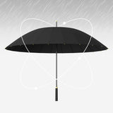 Maxbell 16 Ribs Long Handle Umbrella Weatherproof for Short Trips Backpacking Gift Black