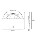 Maxbell 16 Ribs Long Handle Umbrella Weatherproof for Short Trips Backpacking Gift Black
