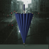 Maxbell 16 Ribs Long Handle Umbrella Weatherproof for Short Trips Backpacking Gift Navy Blue