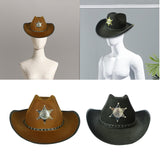 Maxbell Women Men Western Cowboy Hat Sun Hat with String Jazz Hat Gentleman Hat Coffee