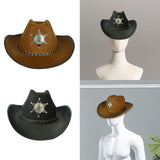 Maxbell Women Men Western Cowboy Hat Sun Hat with String Jazz Hat Gentleman Hat Coffee