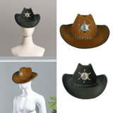 Maxbell Women Men Western Cowboy Hat Sun Hat with String Jazz Hat Gentleman Hat Coffee