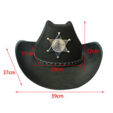 Maxbell Women Men Western Cowboy Hat Sun Hat with String Jazz Hat Gentleman Hat Black