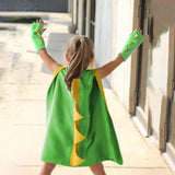 Maxbell Dinosaur Costume Cape Cosplay Stage Performances Carnival Prop for Kids green and yellow