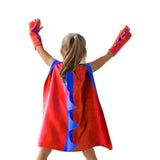 Maxbell Dinosaur Costume Cape Cosplay Stage Performances Carnival Prop for Kids red and lblue