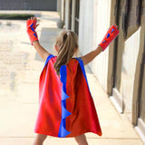 Maxbell Dinosaur Costume Cape Cosplay Stage Performances Carnival Prop for Kids red and lblue