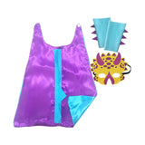 Maxbell Dinosaur Costume Cape Cosplay Stage Performances Carnival Prop for Kids violet and blue