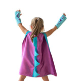 Maxbell Dinosaur Costume Cape Cosplay Stage Performances Carnival Prop for Kids violet and blue