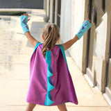 Maxbell Dinosaur Costume Cape Cosplay Stage Performances Carnival Prop for Kids violet and blue