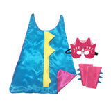 Maxbell Dinosaur Costume Cape Cosplay Stage Performances Carnival Prop for Kids blue and rose red
