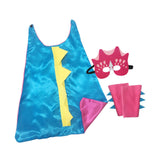 Maxbell Dinosaur Costume Cape Cosplay Stage Performances Carnival Prop for Kids blue and rose red