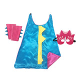 Maxbell Dinosaur Costume Cape Cosplay Stage Performances Carnival Prop for Kids blue and rose red