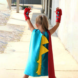 Maxbell Dinosaur Costume Cape Cosplay Stage Performances Carnival Prop for Kids blue and rose red