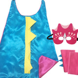 Maxbell Dinosaur Costume Cape Cosplay Stage Performances Carnival Prop for Kids blue and rose red